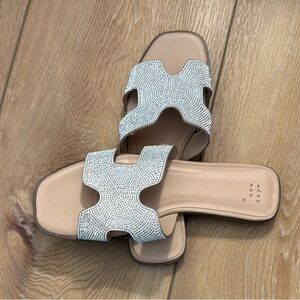 Rhinestone flat Slide Sandals